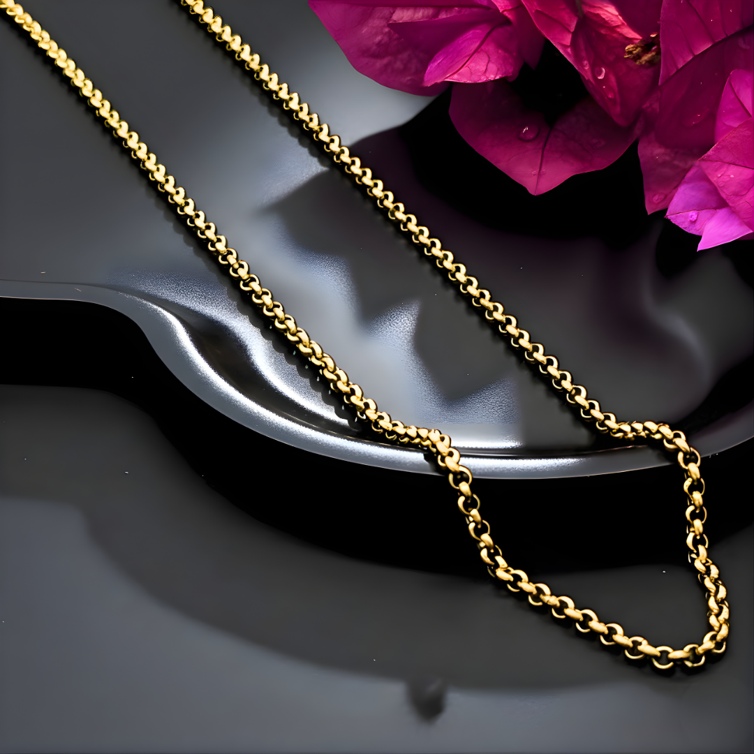 18K Gold Filled Belcher Chain Necklace – Classic Rolo Link Chain for Men & Women
